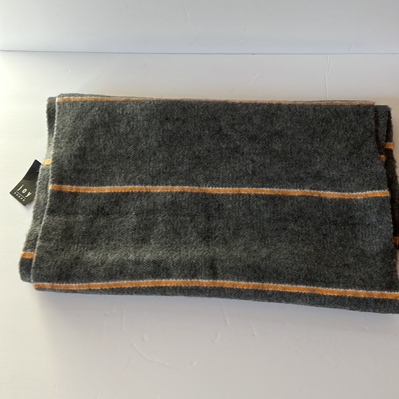 Joy Susan Scarf Gray with Orange Stripes Soft Knit - Picture 4 of 6